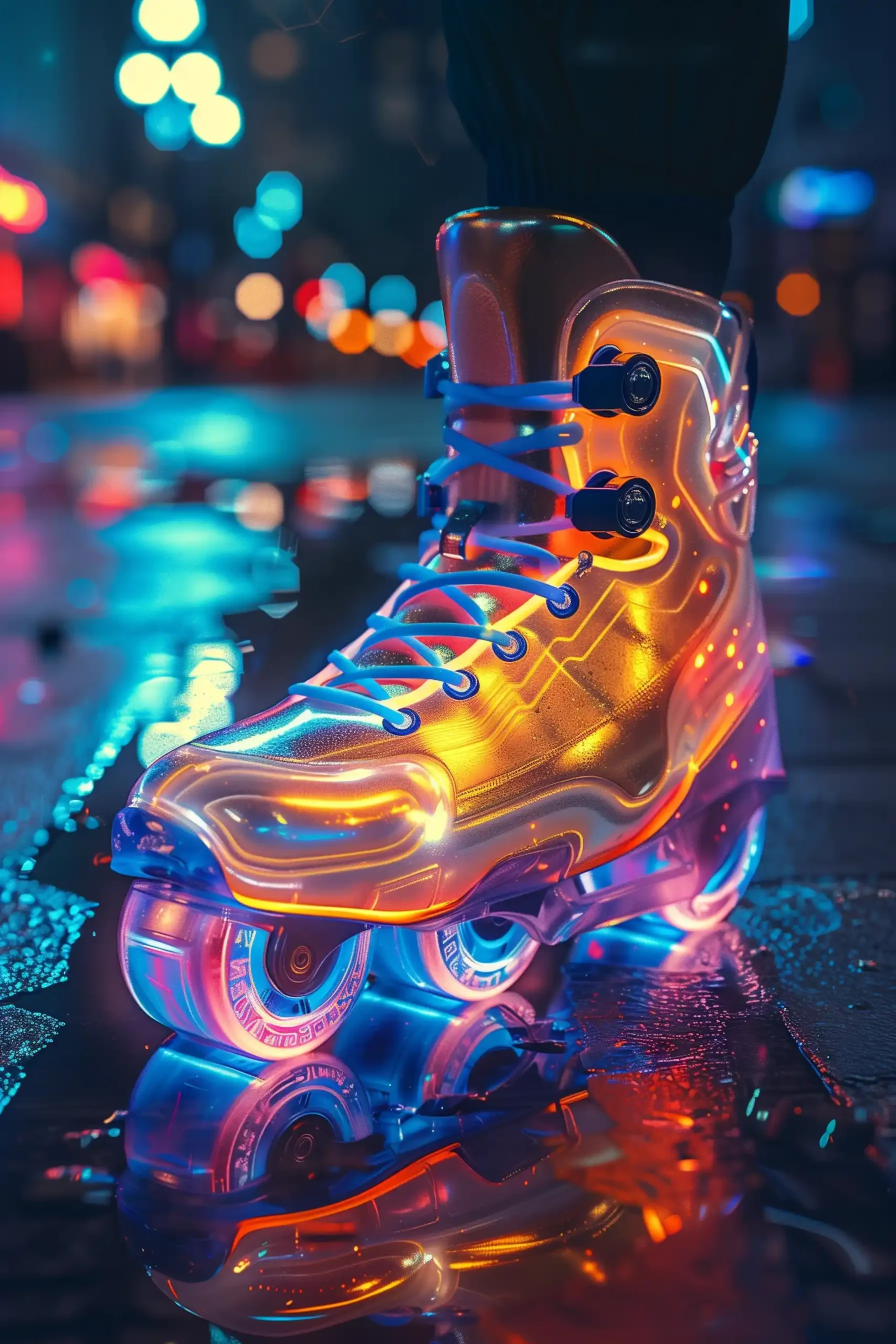 Futuristic Glitch Skates Midjourney提示词