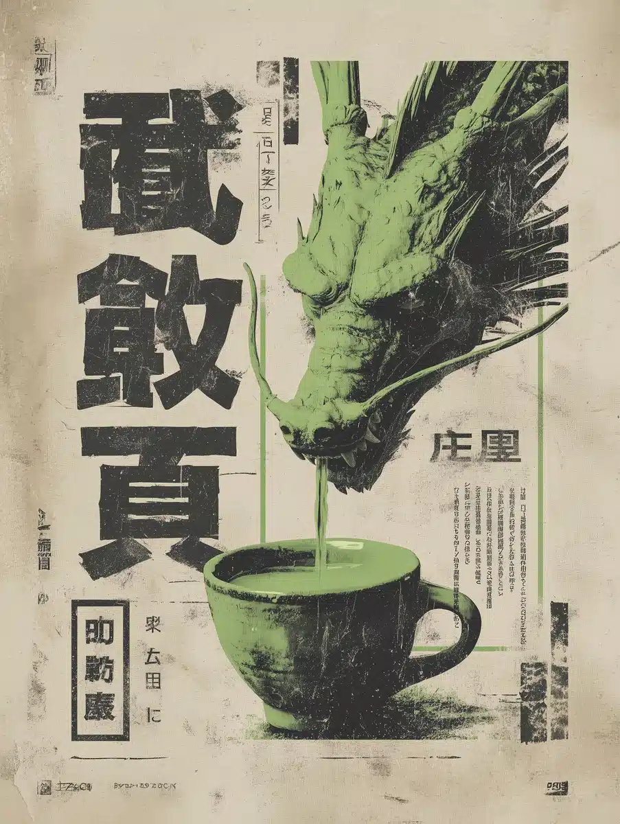 Manga Creature Tea Poster Midjourney提示词