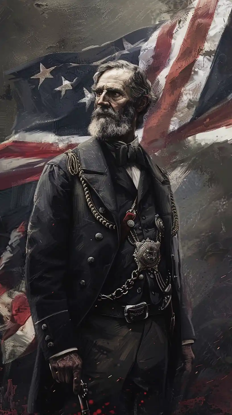 Confederate Flag with Jefferson Davis Midjourney提示词