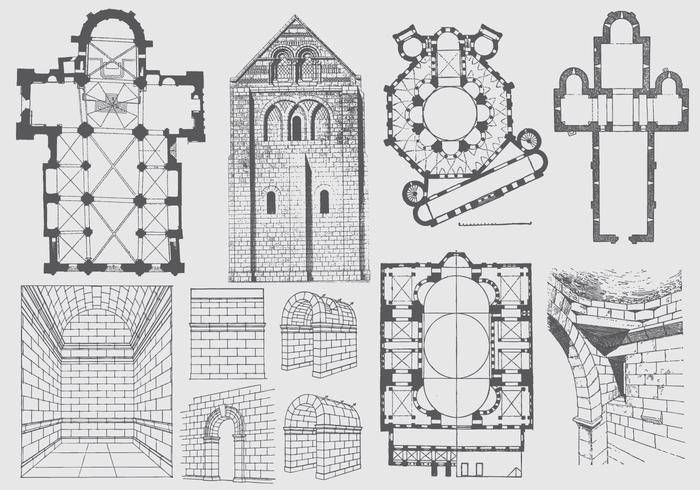 古代建筑计划和插图