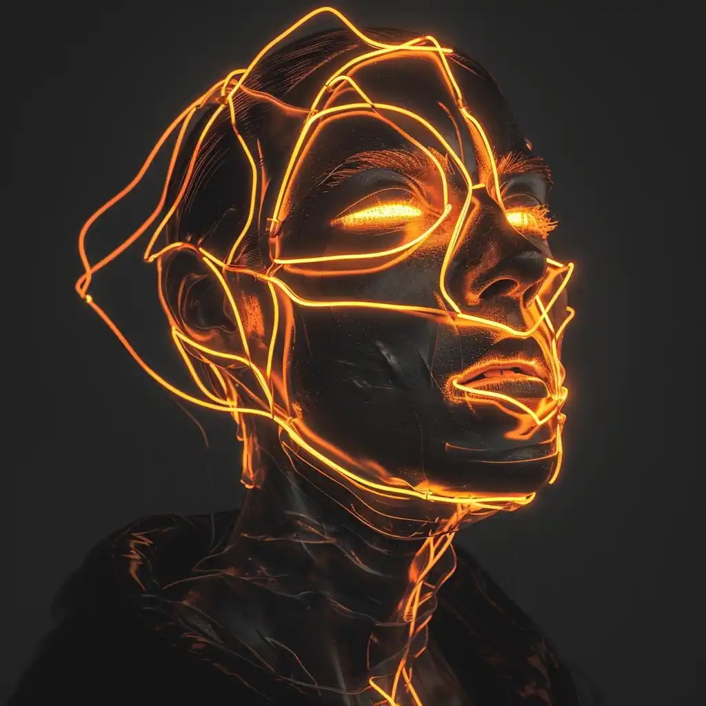 Golden Mask Raw Vector Installation Midjourney提示词