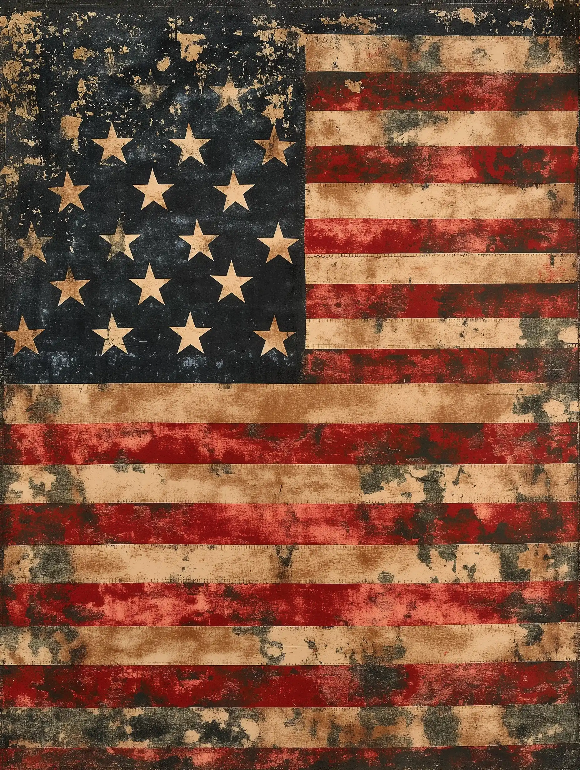 Textile American Flag Realism Midjourney提示词