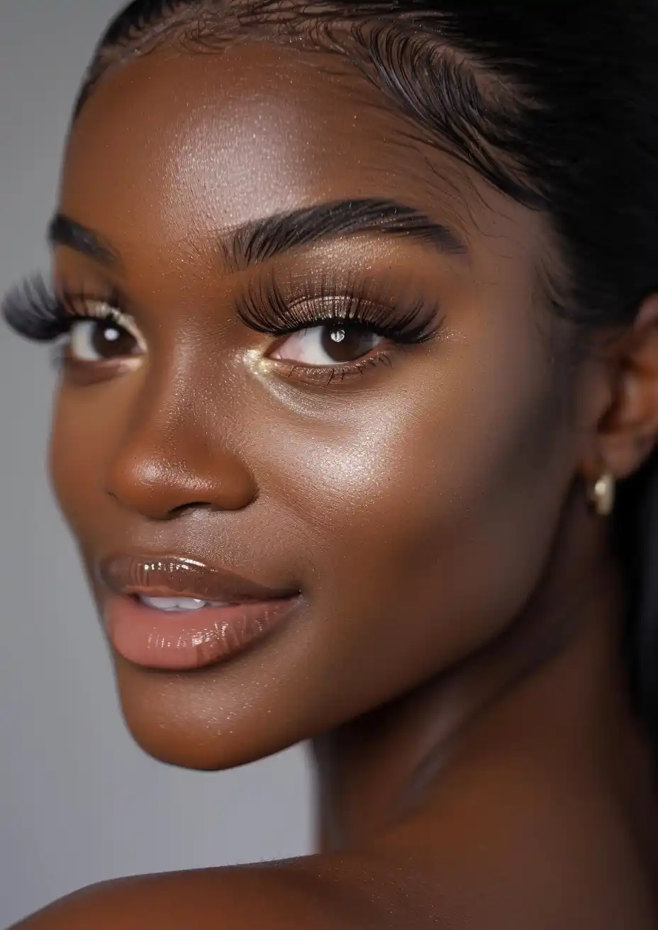 Detailed Black Girl with ELIACE Lashes Midjourney提示词