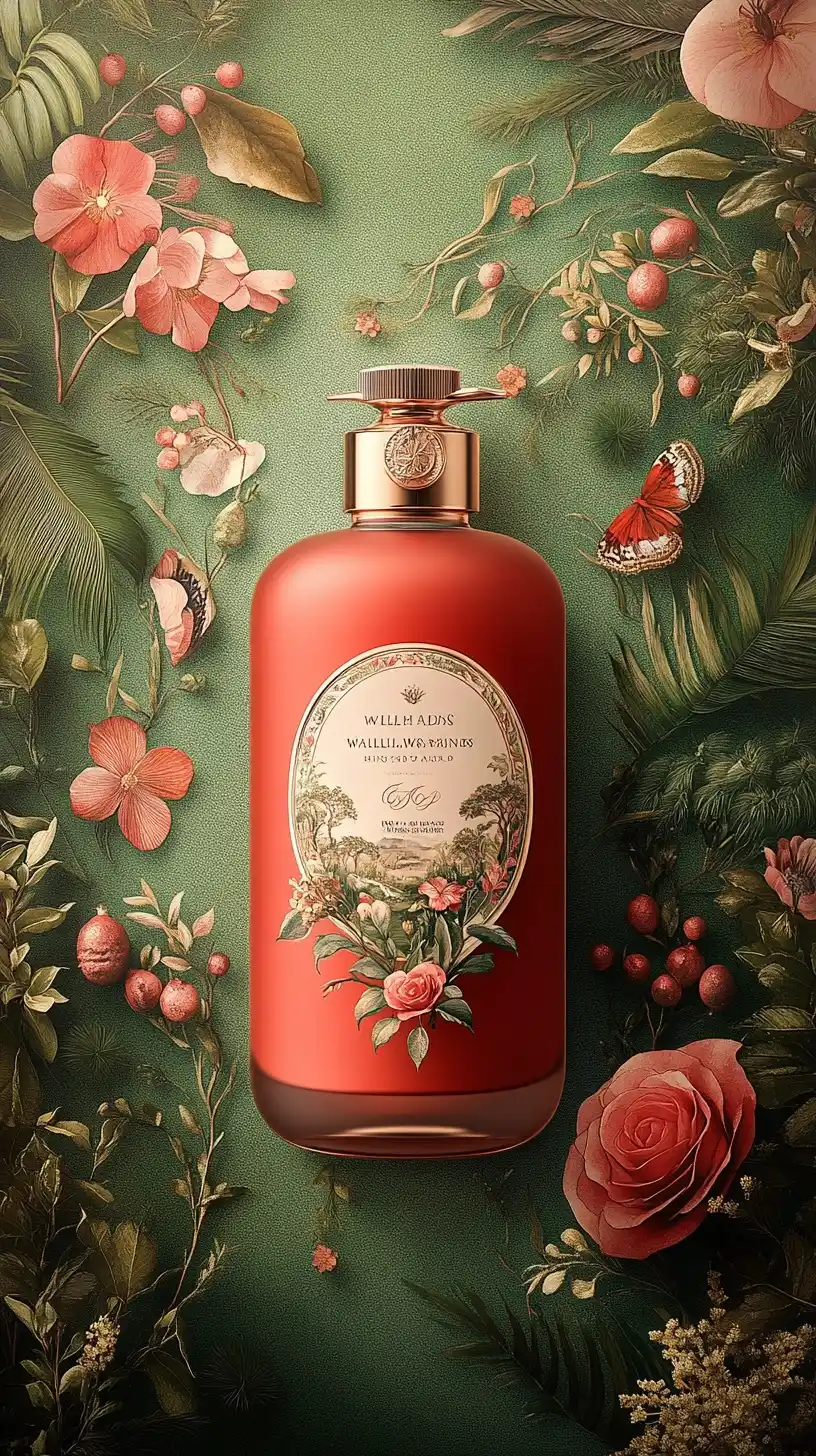 Watercolor Floral Cream Bottle Midjourney提示词