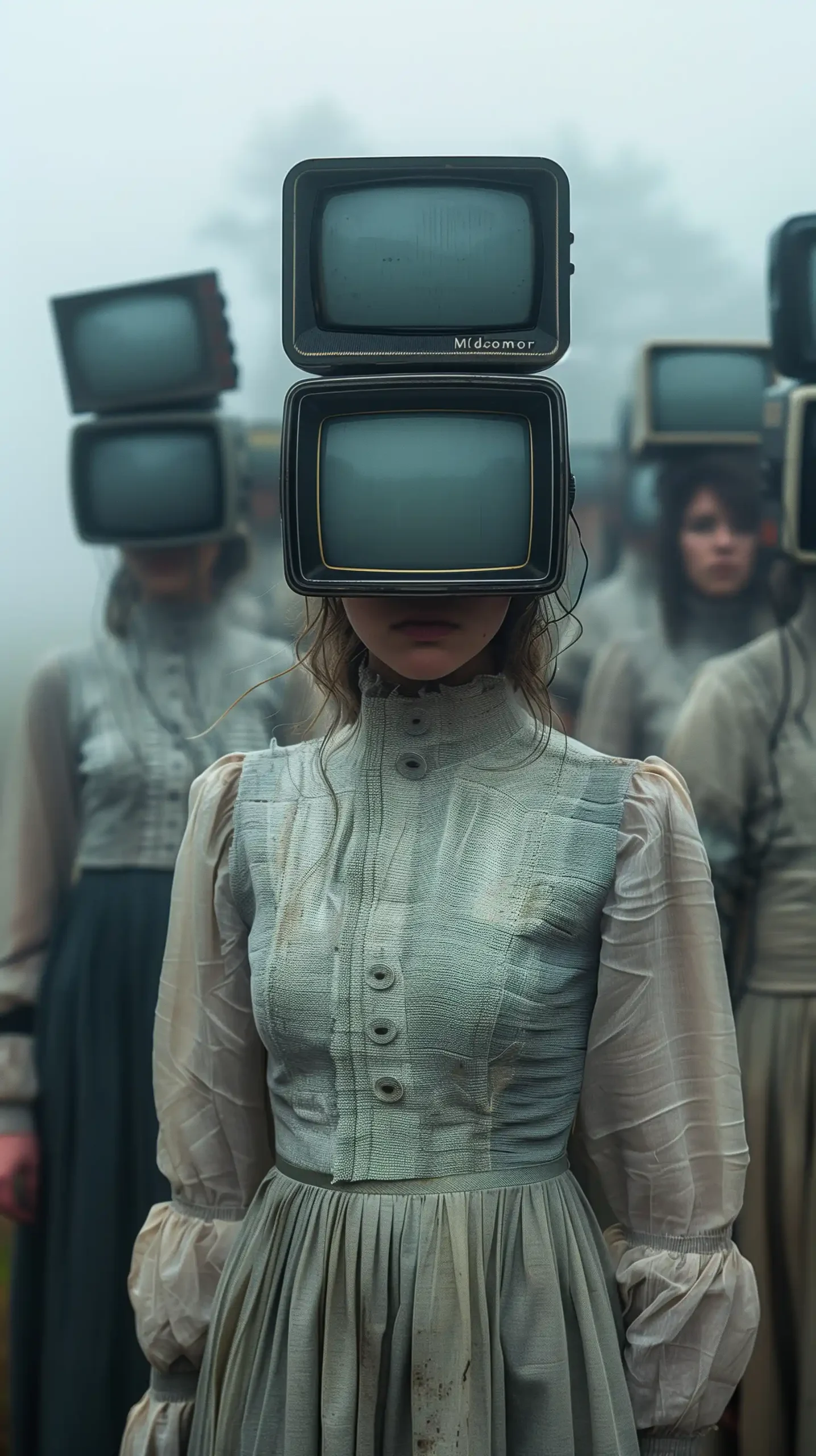 Surreal TV Head Woman Midjourney提示词