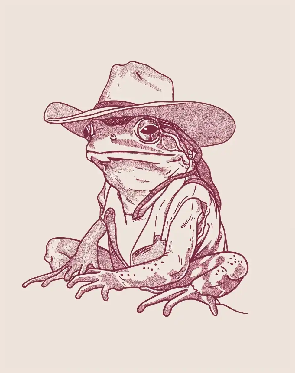 Clip Art Cowboy Frog Midjourney提示词