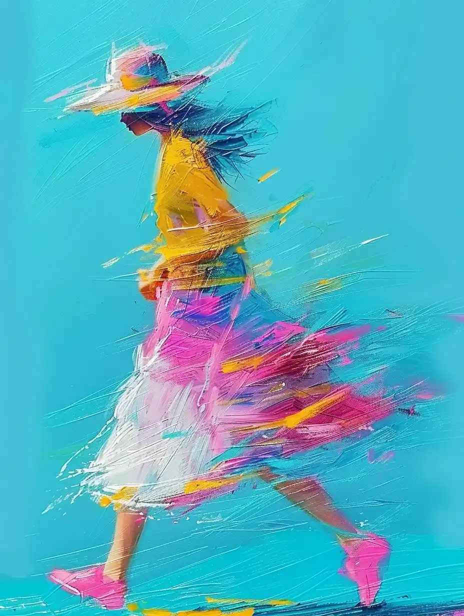 Colorful Running Woman Midjourney提示词
