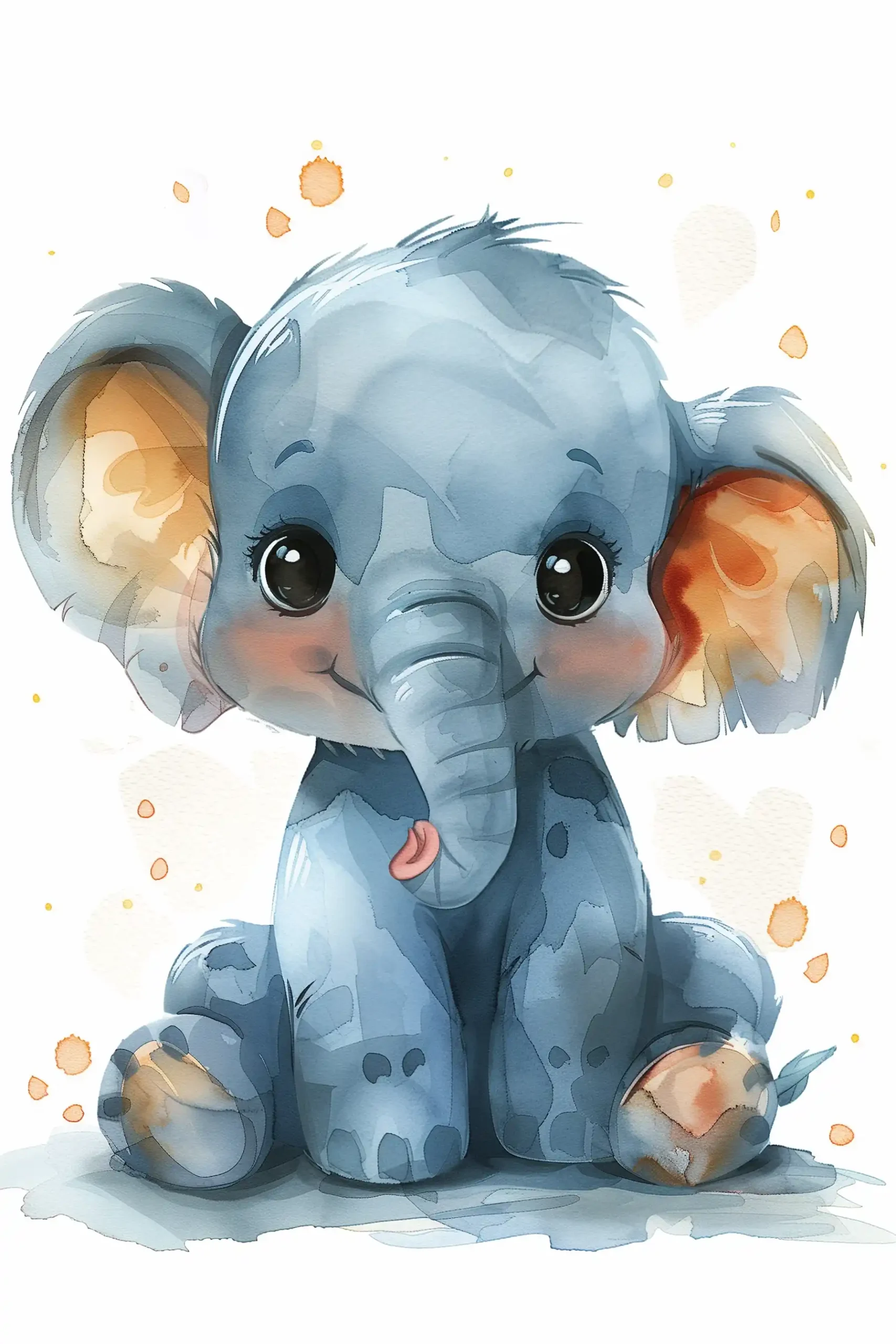 Playful Elephant Watercolor Midjourney提示词