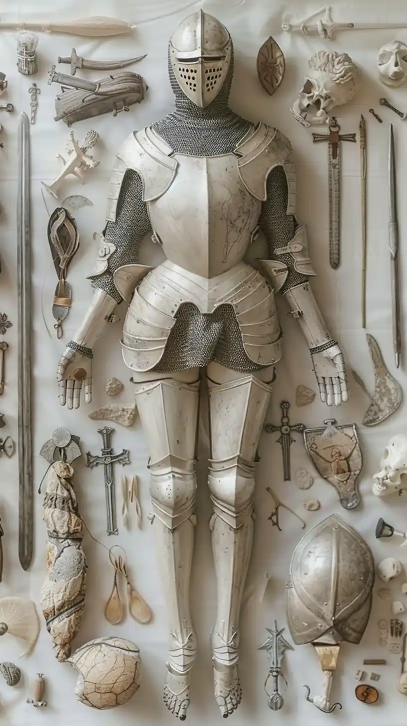 Medieval Female Knight Knolling Midjourney提示词
