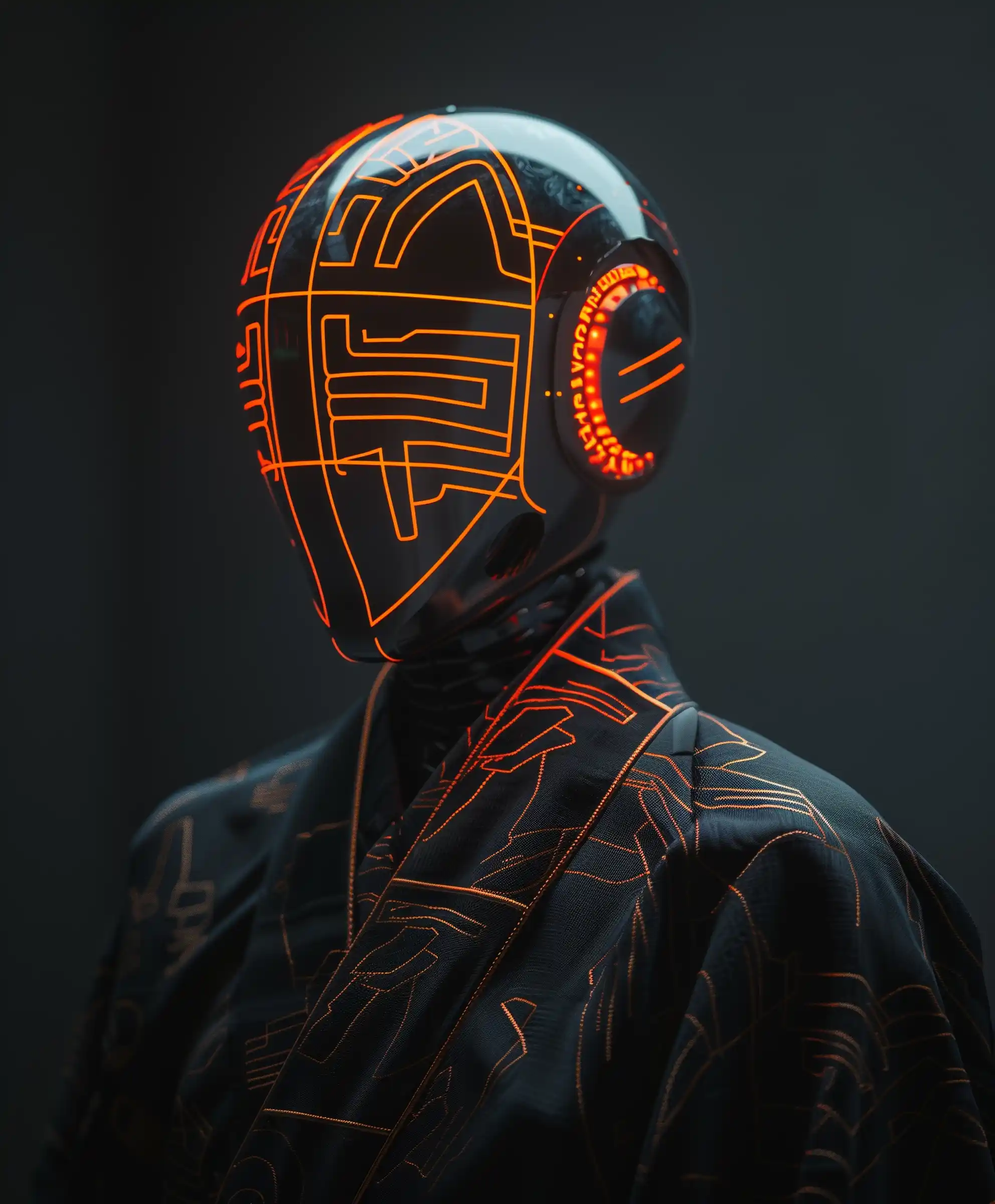Cyberpunk Mecha in Dark Robe Midjourney提示词