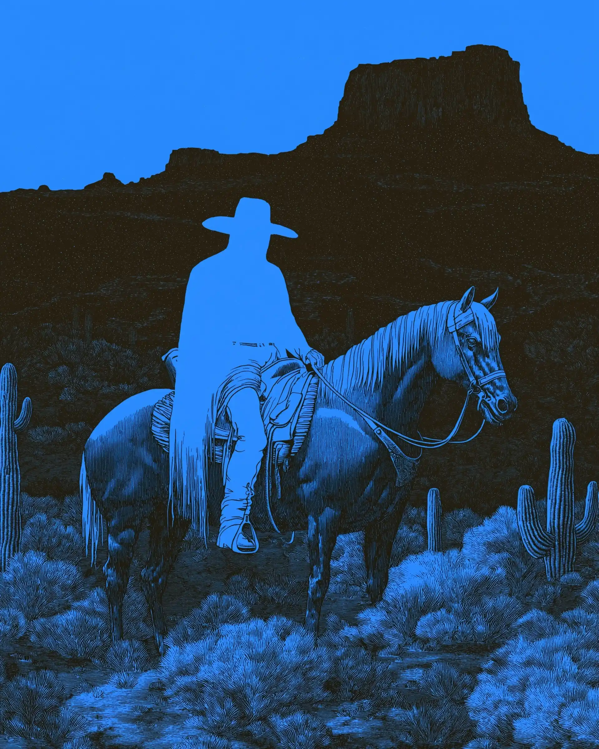 Fluorescent Cowboy in Cactus-Jungle Midjourney 提示词生成效果
