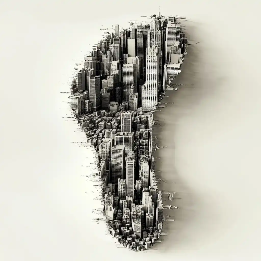 Foot-Shaped Building Graphics Midjourney提示词