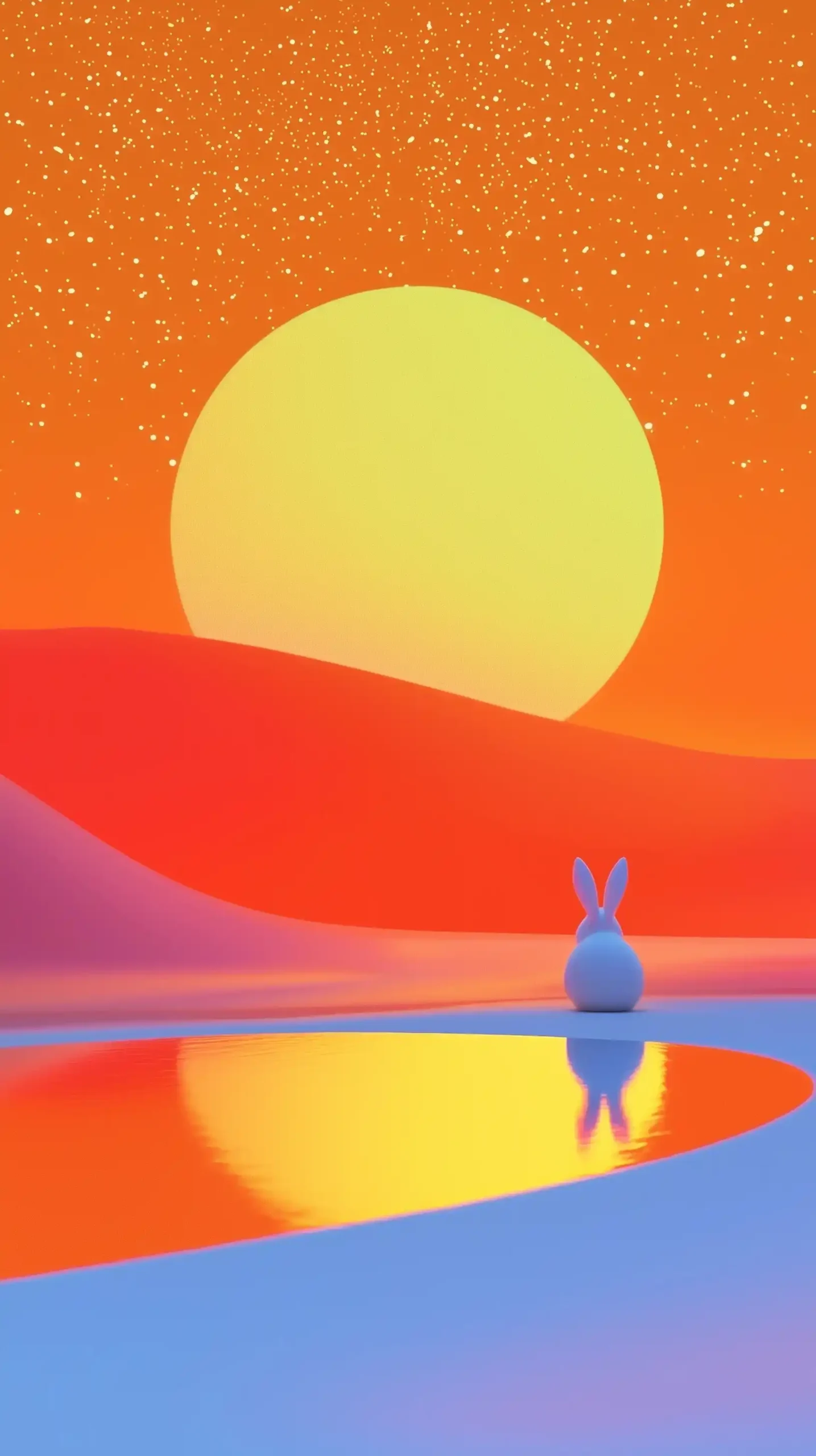 Vector Illustration Moonlit Rabbit Midjourney提示词