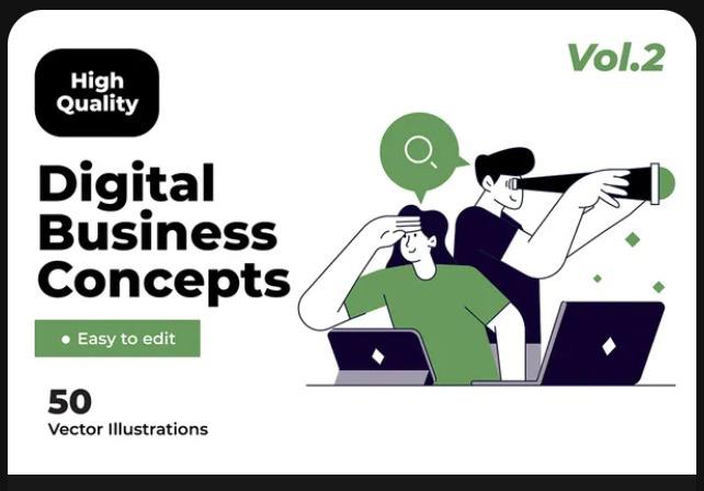 50 Digital Business Activities Illustrations vol.2