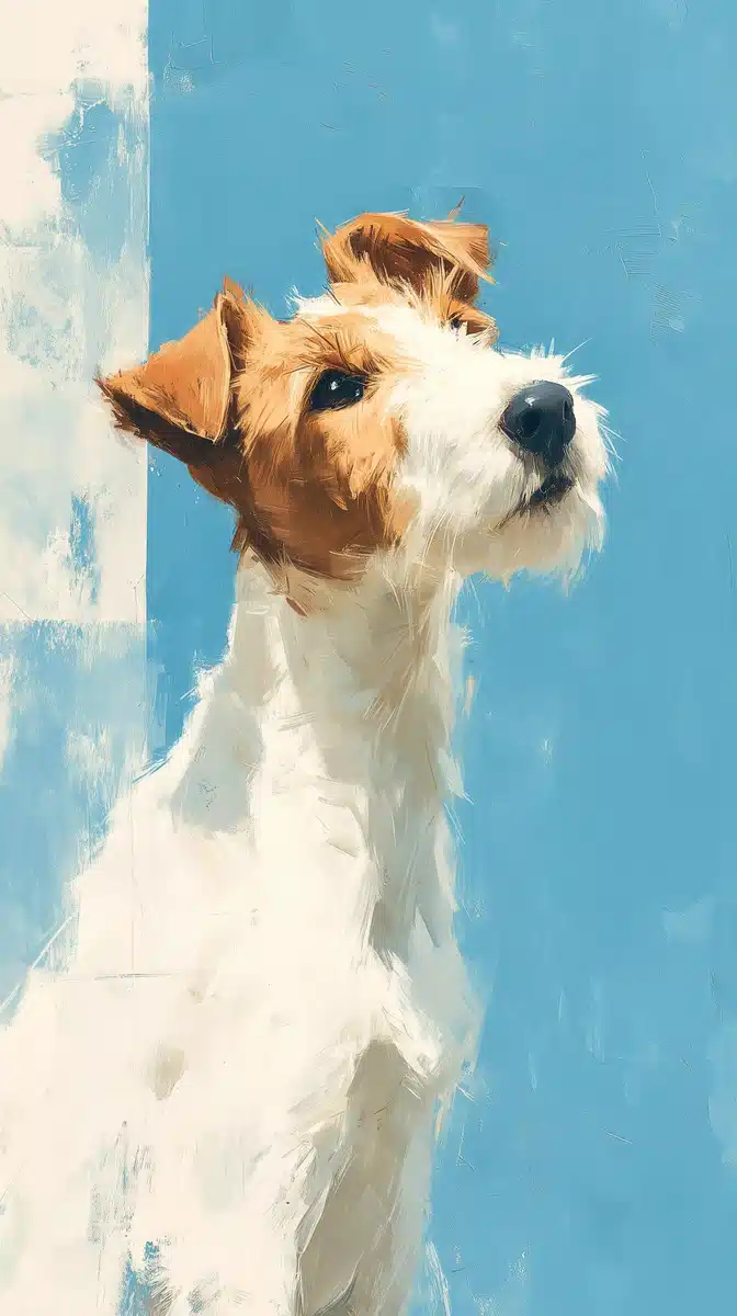 Fox Terrier on Cyan Midjourney提示词