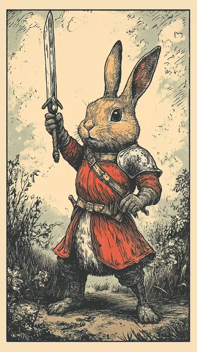 Medieval Knight Rabbit Woodcut Midjourney提示词