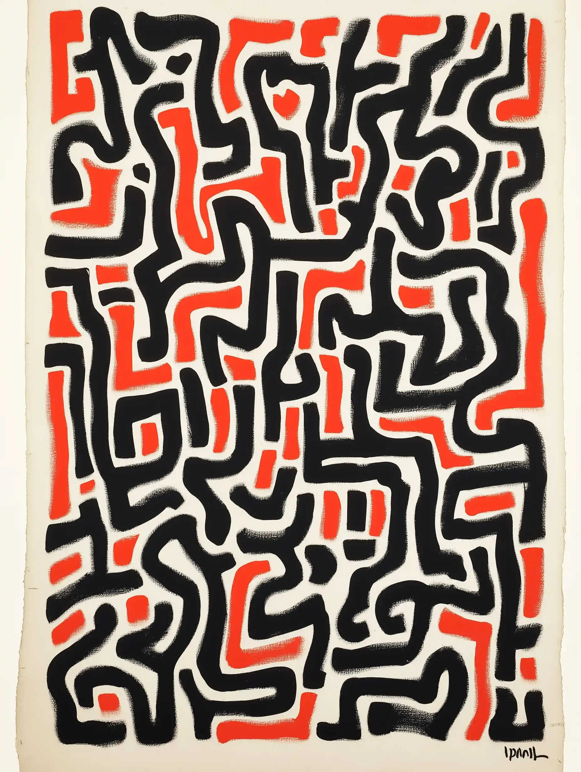 Abstract Haring in Red Midjourney提示词