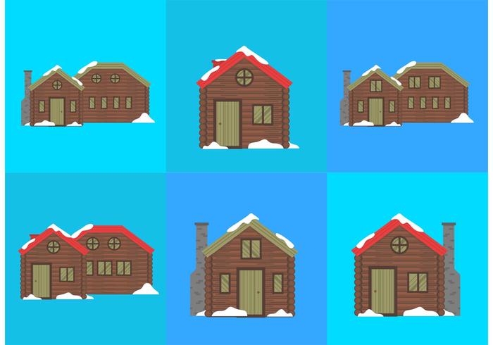 原木小屋雪向量
