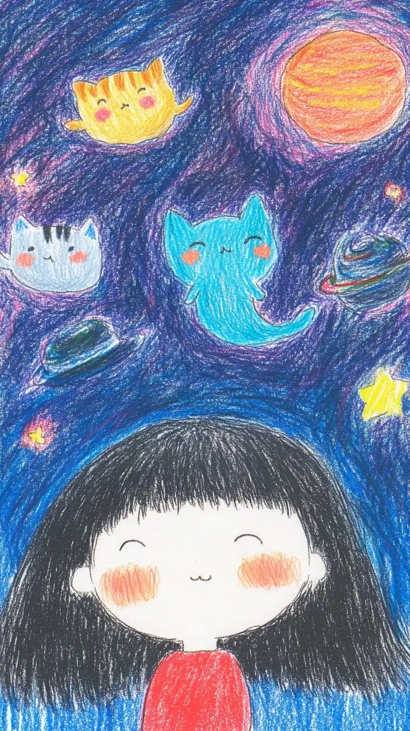 Whimsical Girl with Kittens Midjourney提示词