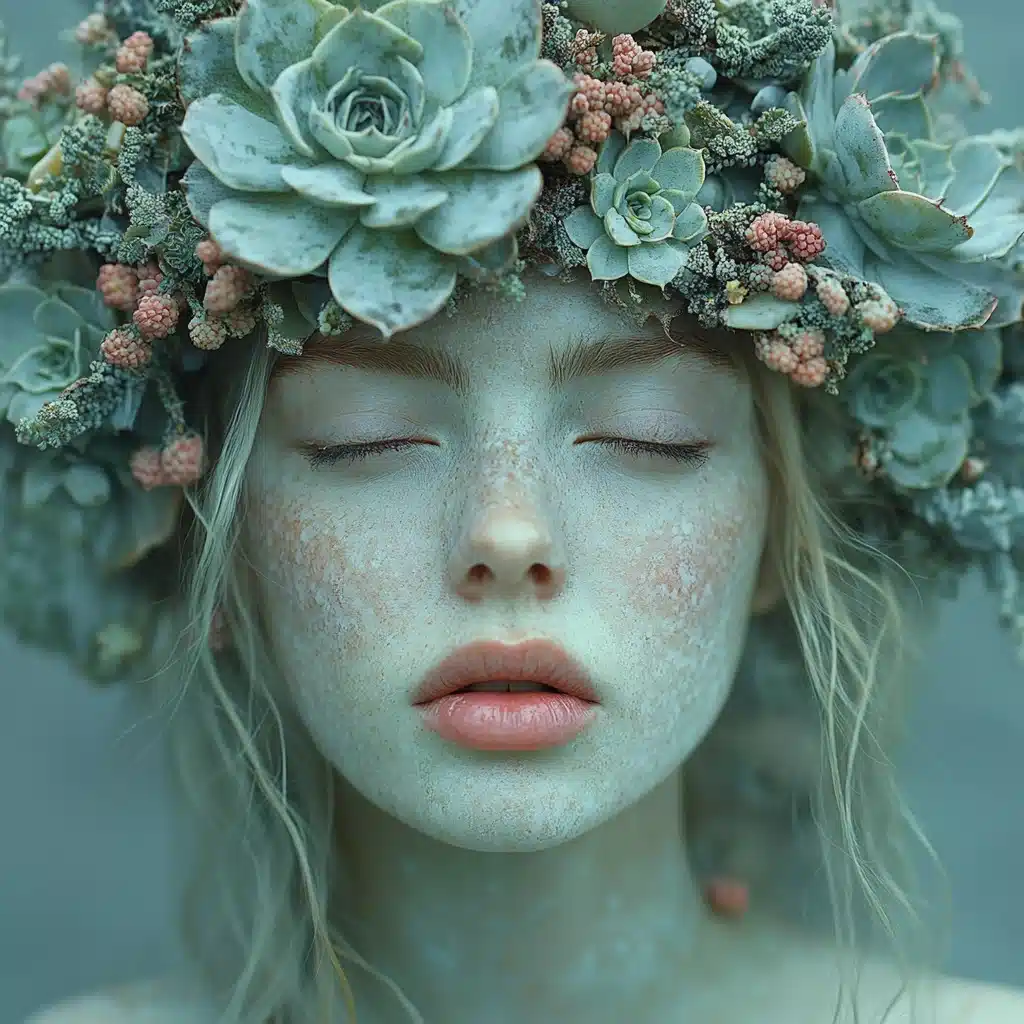 Realistic Portrait with Succulent Crown Midjourney提示词