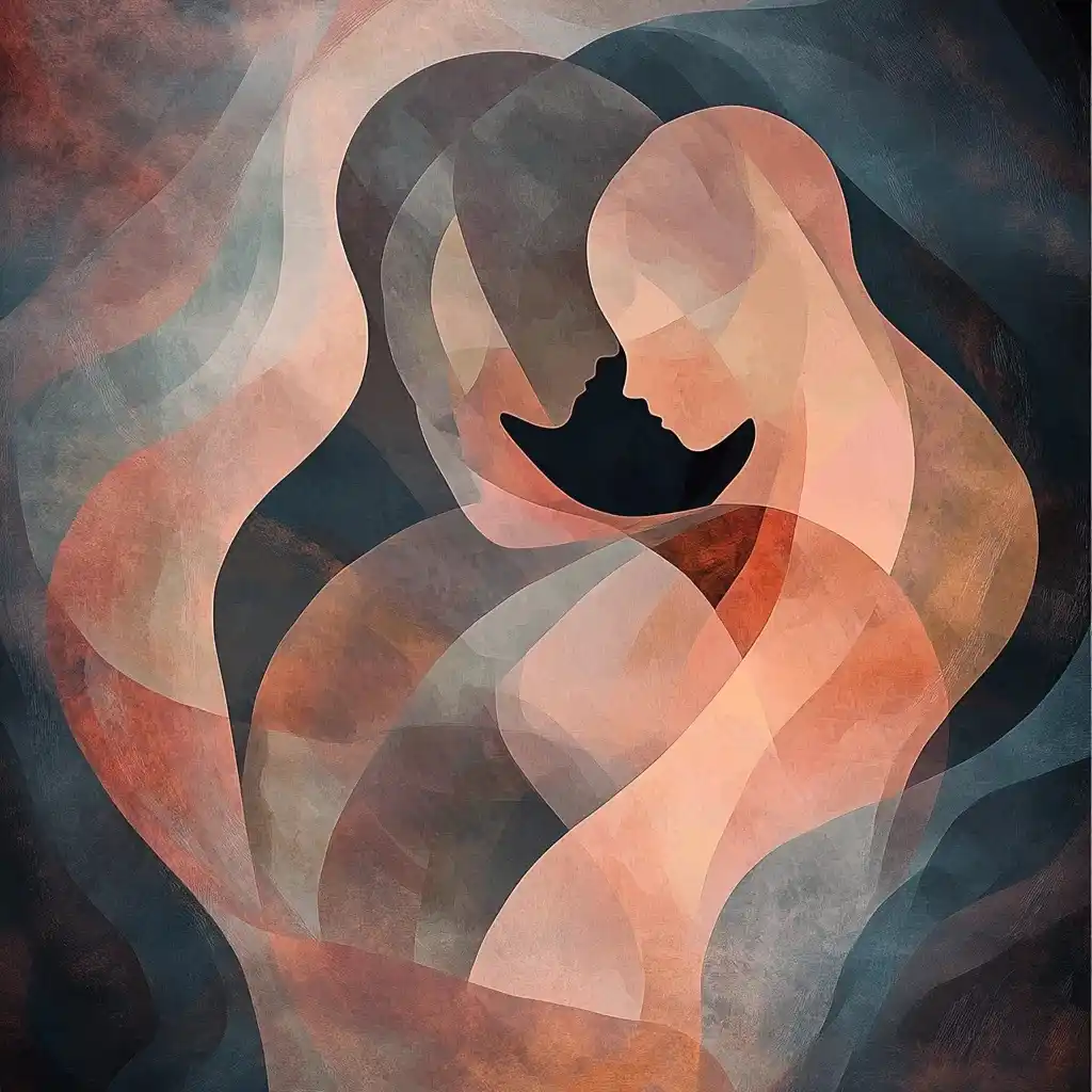 Abstract Embrace in Sunset Midjourney提示词