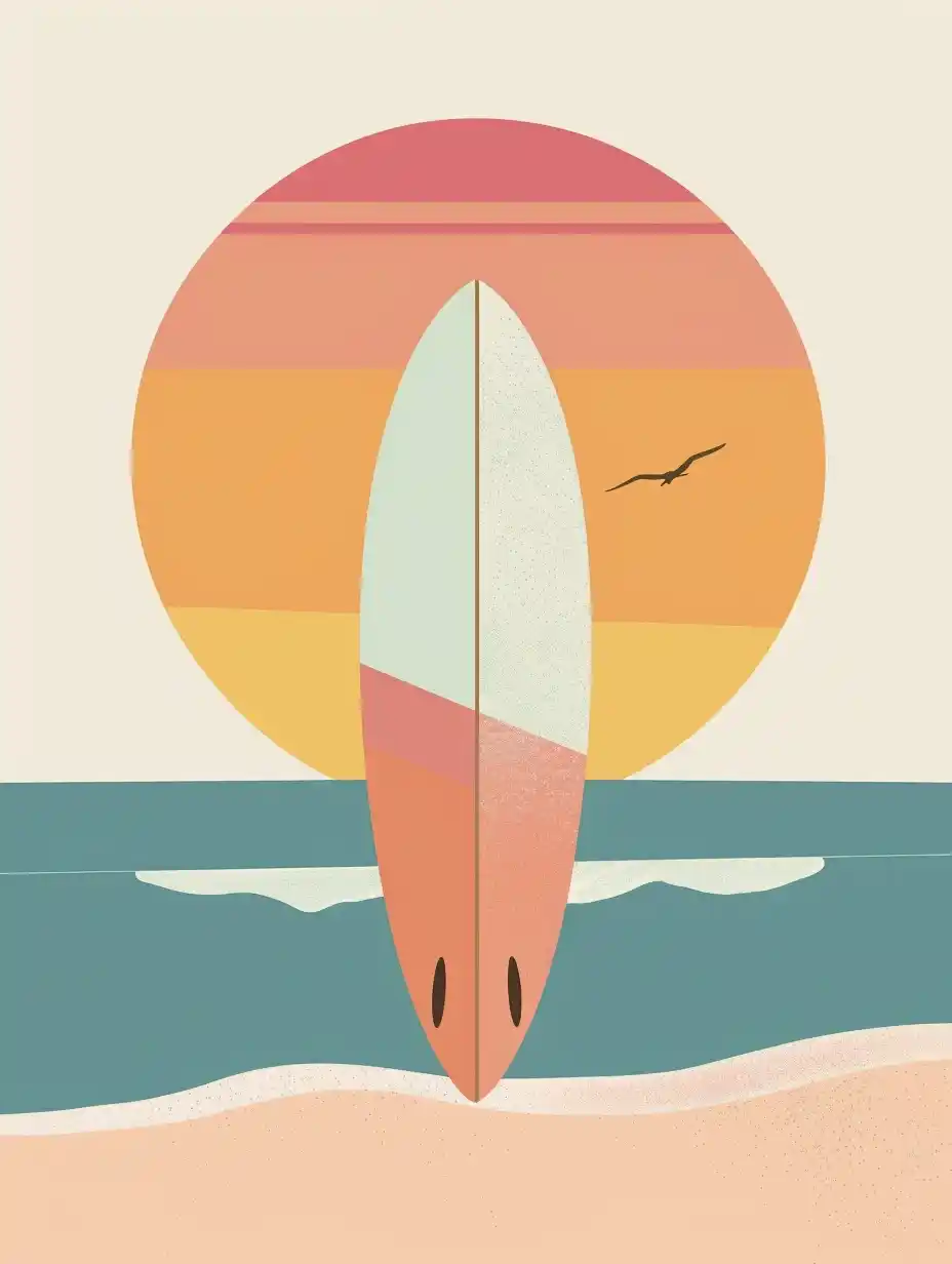 Pastel Surf Sunset Midjourney提示词
