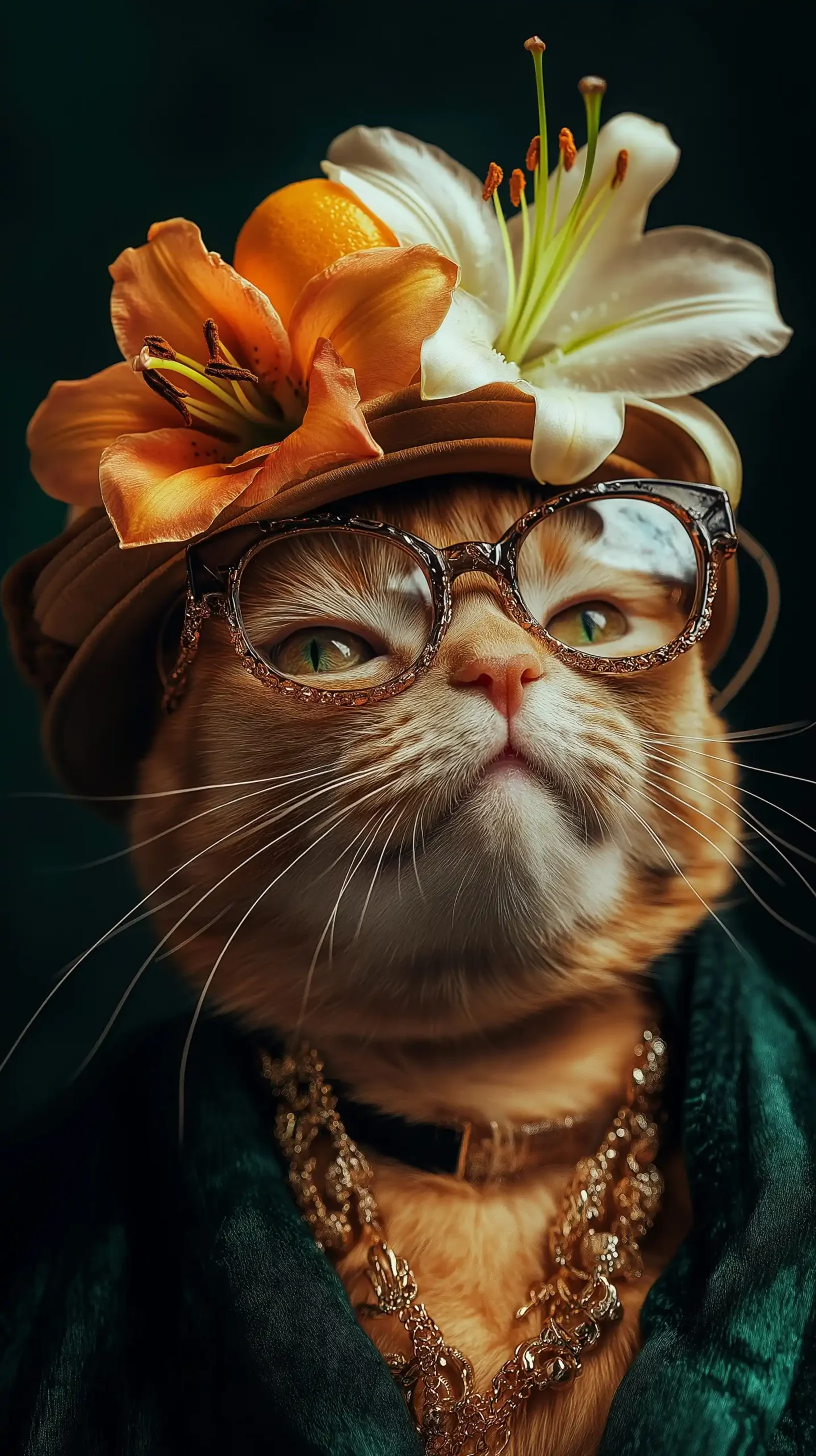 High Fashion Ginger Cat Portrait Midjourney提示词