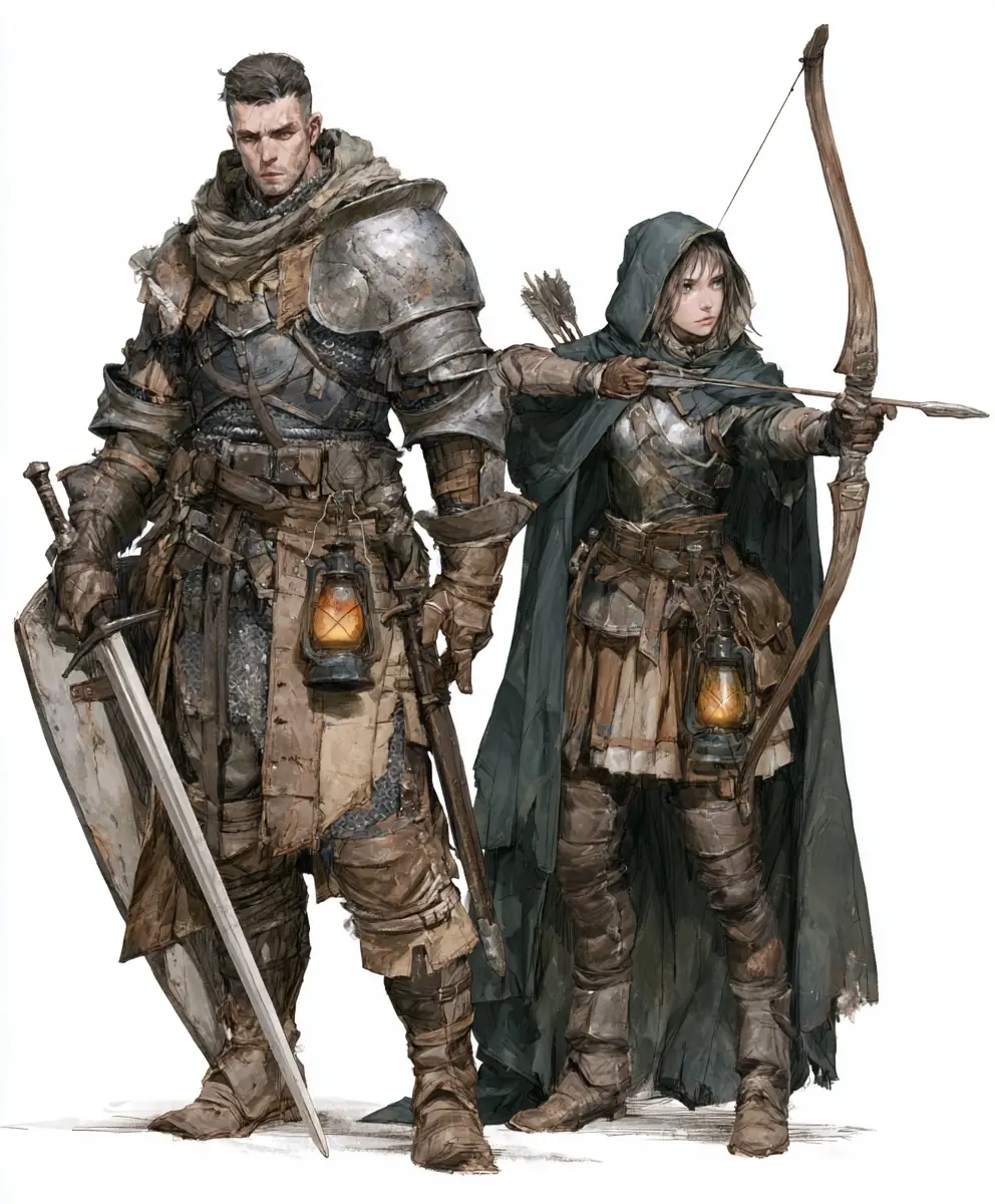 Dark Fantasy RPG Adventurers Midjourney提示词
