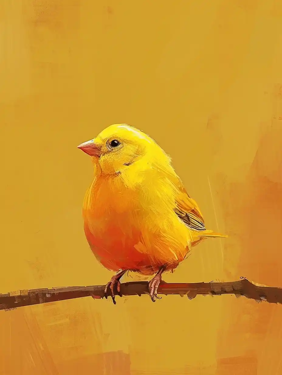 Flat Shaded Yellow Bird Midjourney提示词