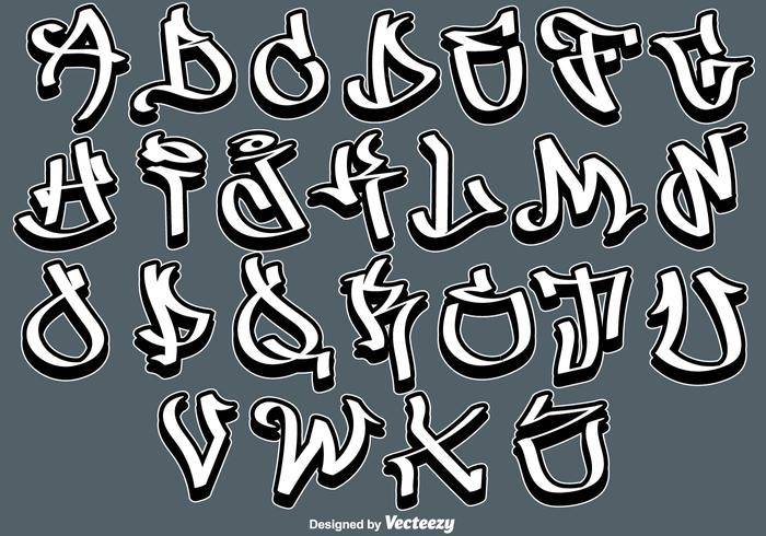 矢量涂鸦字母字母贴纸