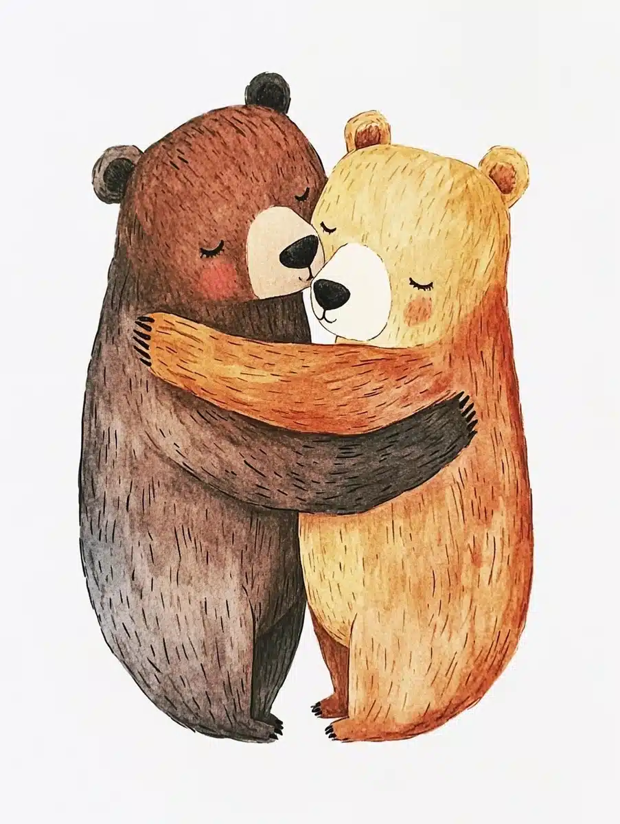 Geometric Bear Hug Illustration Midjourney提示词