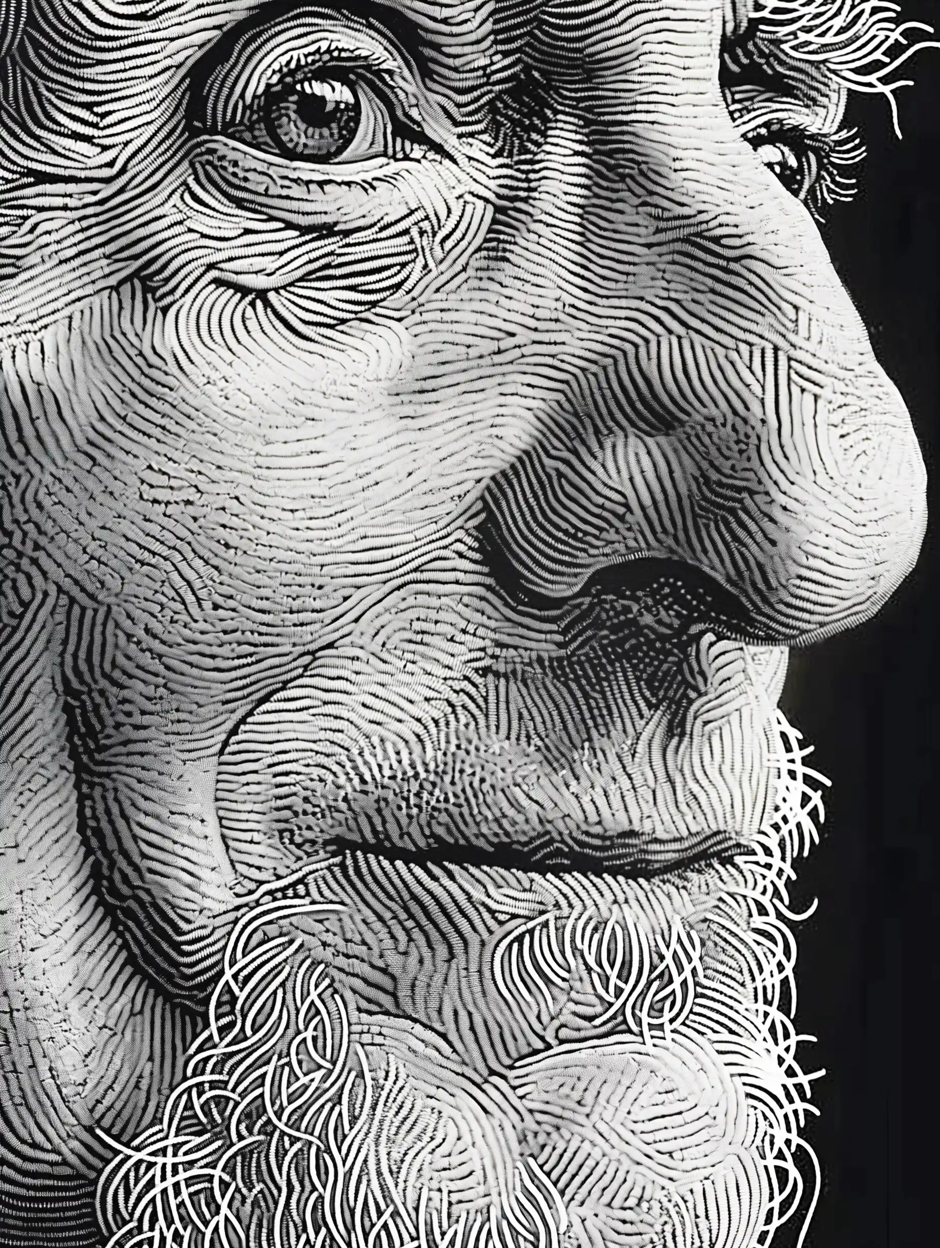 Engraved Wood Portraits Midjourney提示词