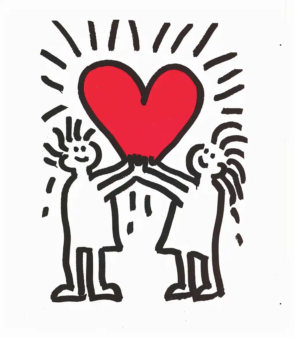 Minimalistic Heart Duo Midjourney提示词