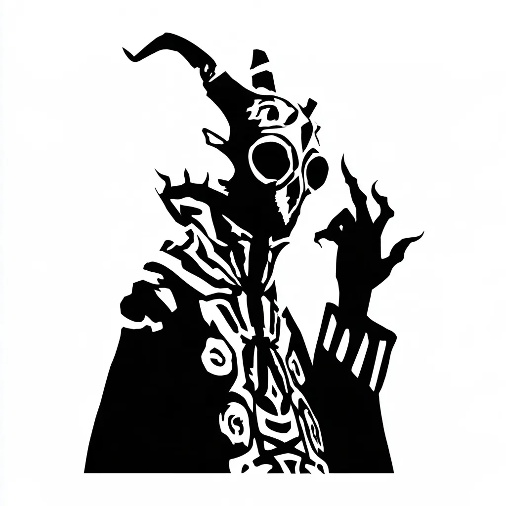 Surreal Dark Deco Stencil Midjourney提示词