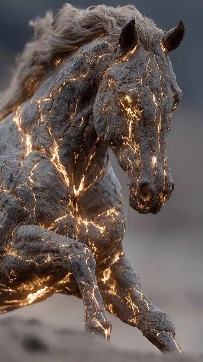 Molten Lava Horse Running Midjourney提示词