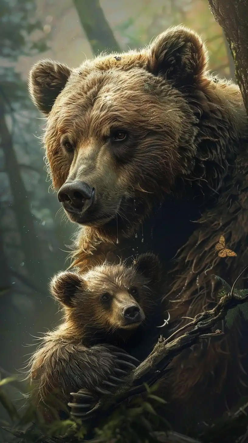 Cub and Bear Duo Midjourney提示词
