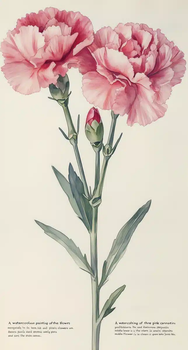 Botanical Watercolour Carnations Midjourney提示词