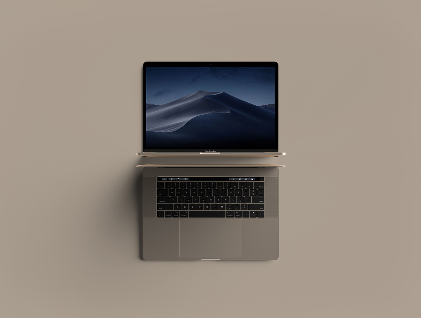 Photoshop顶视图MacBook Pro样机，现代MacBook Pro