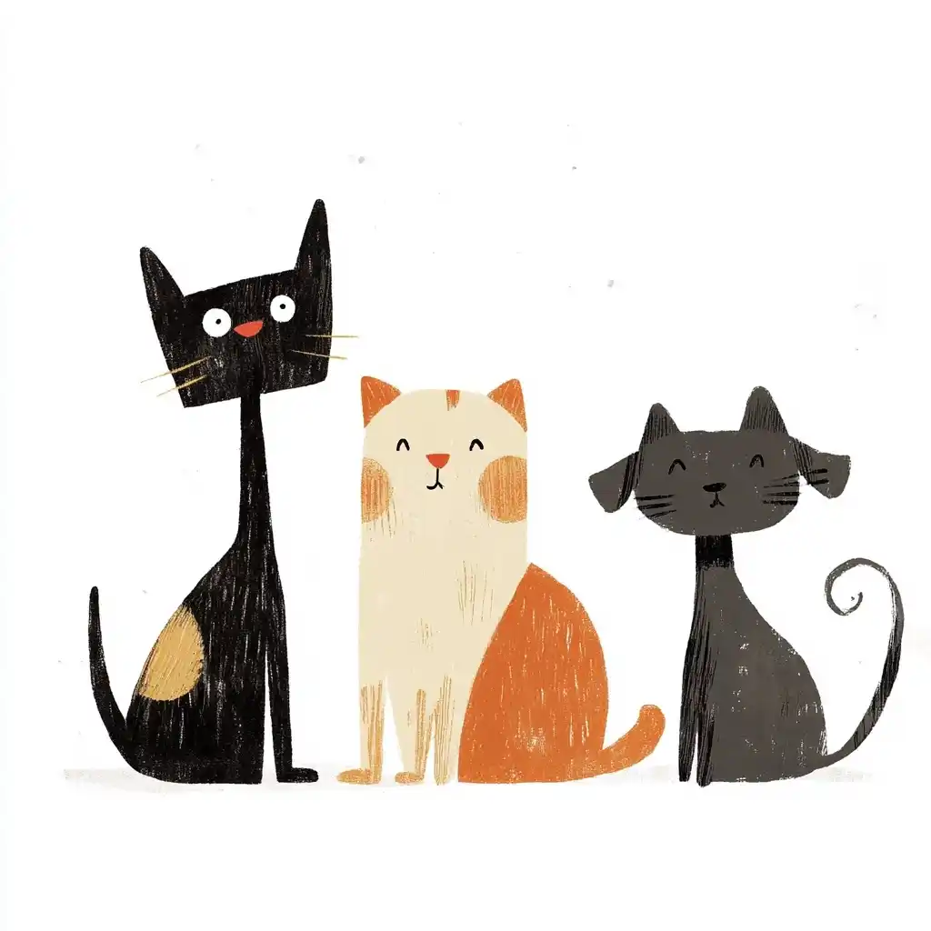 Klassen-Style Pets on White Midjourney提示词