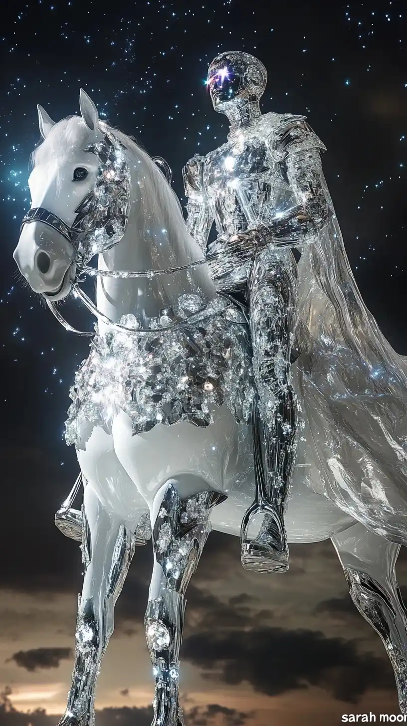 Hyper-Realistic Robot on Horse Midjourney提示词