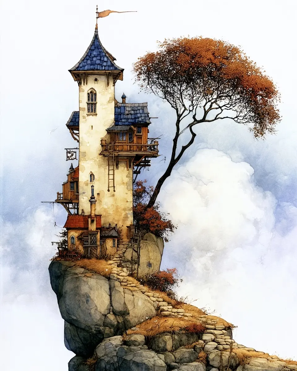 Maxfield Parrish Folk Fantasy Midjourney提示词
