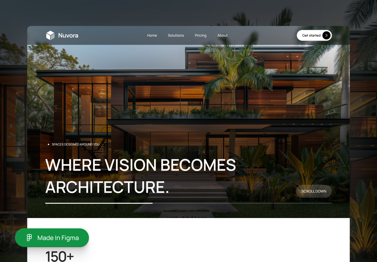 建筑与设计事务所网站模板（Figma），Nuvora - Architecture & Design Website Template