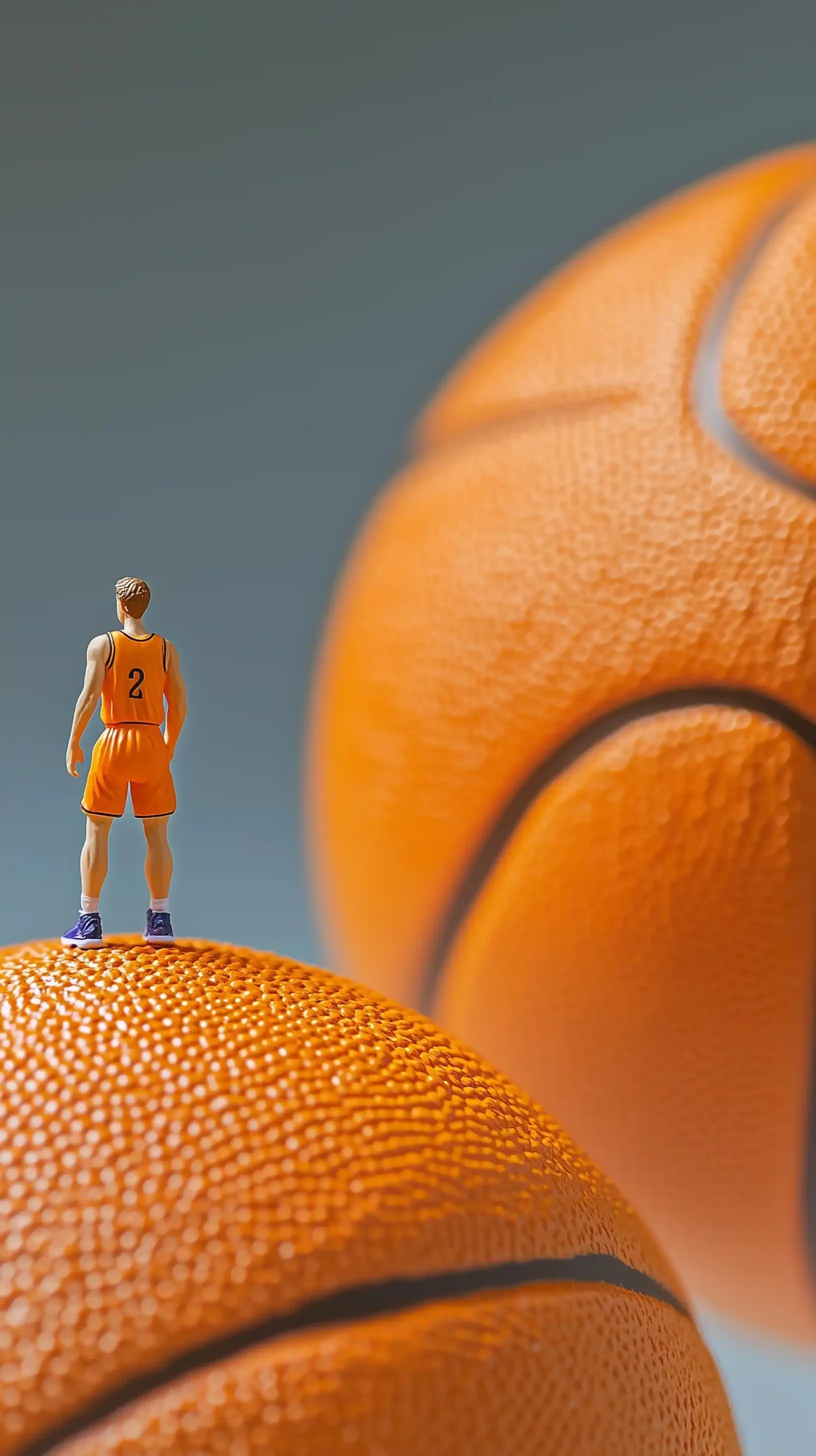 Close-Up Orange Basketball Detail Midjourney提示词