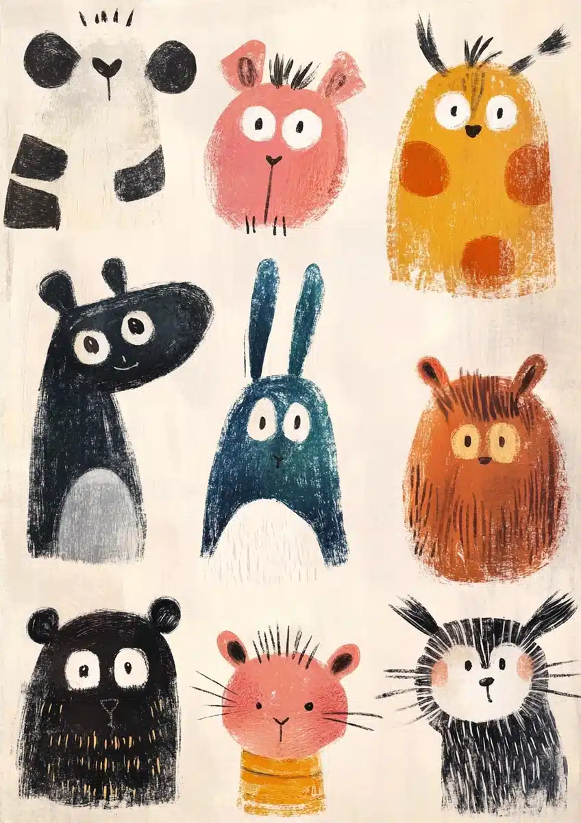 Whimsical Animals in Pencil Midjourney提示词