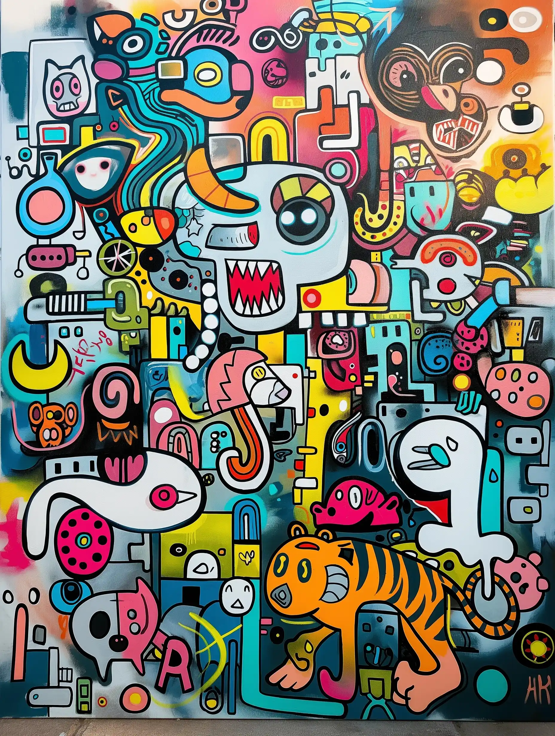 White Tiger Collage Doodles Midjourney提示词
