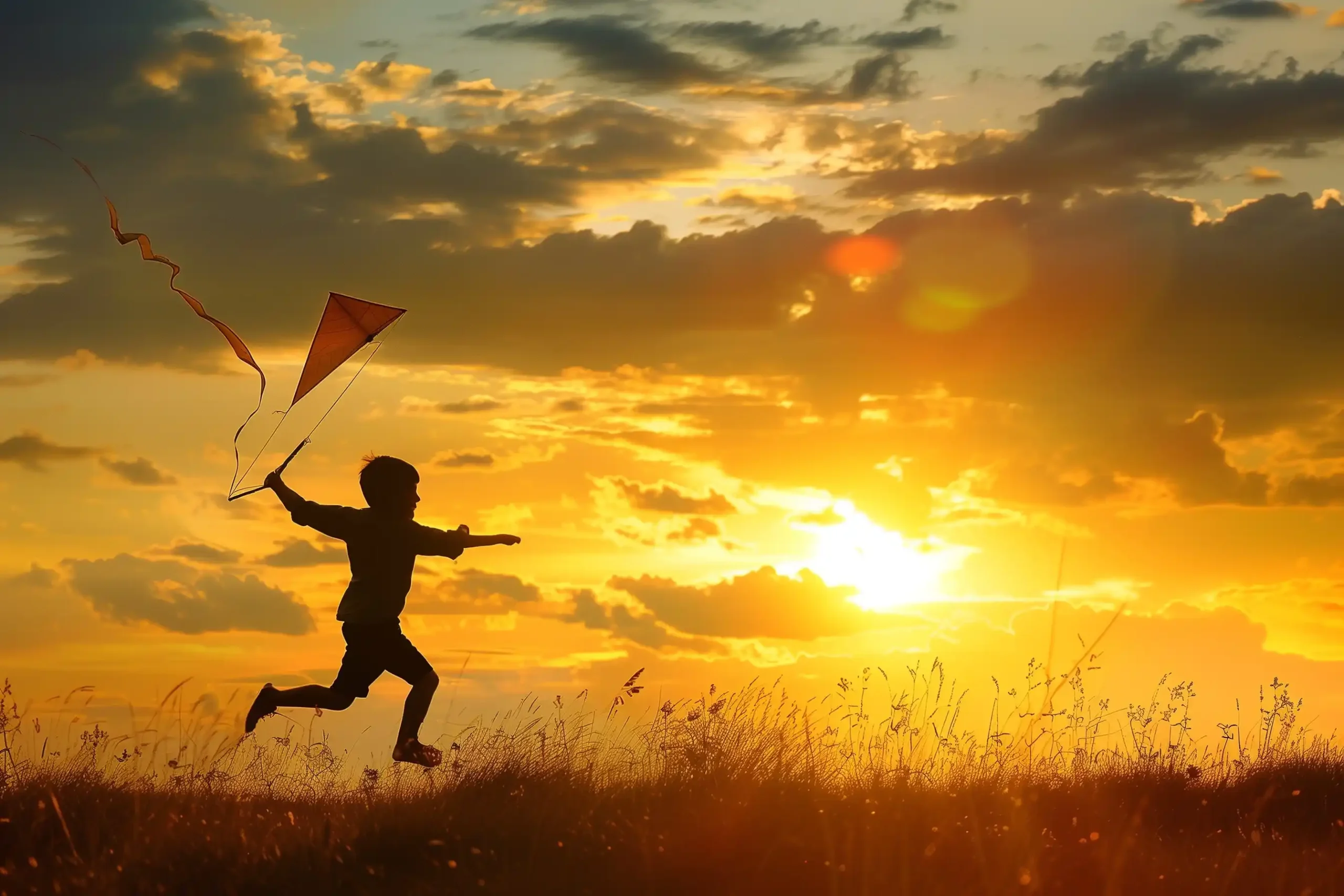 Raw Boy with Kite Midjourney提示词