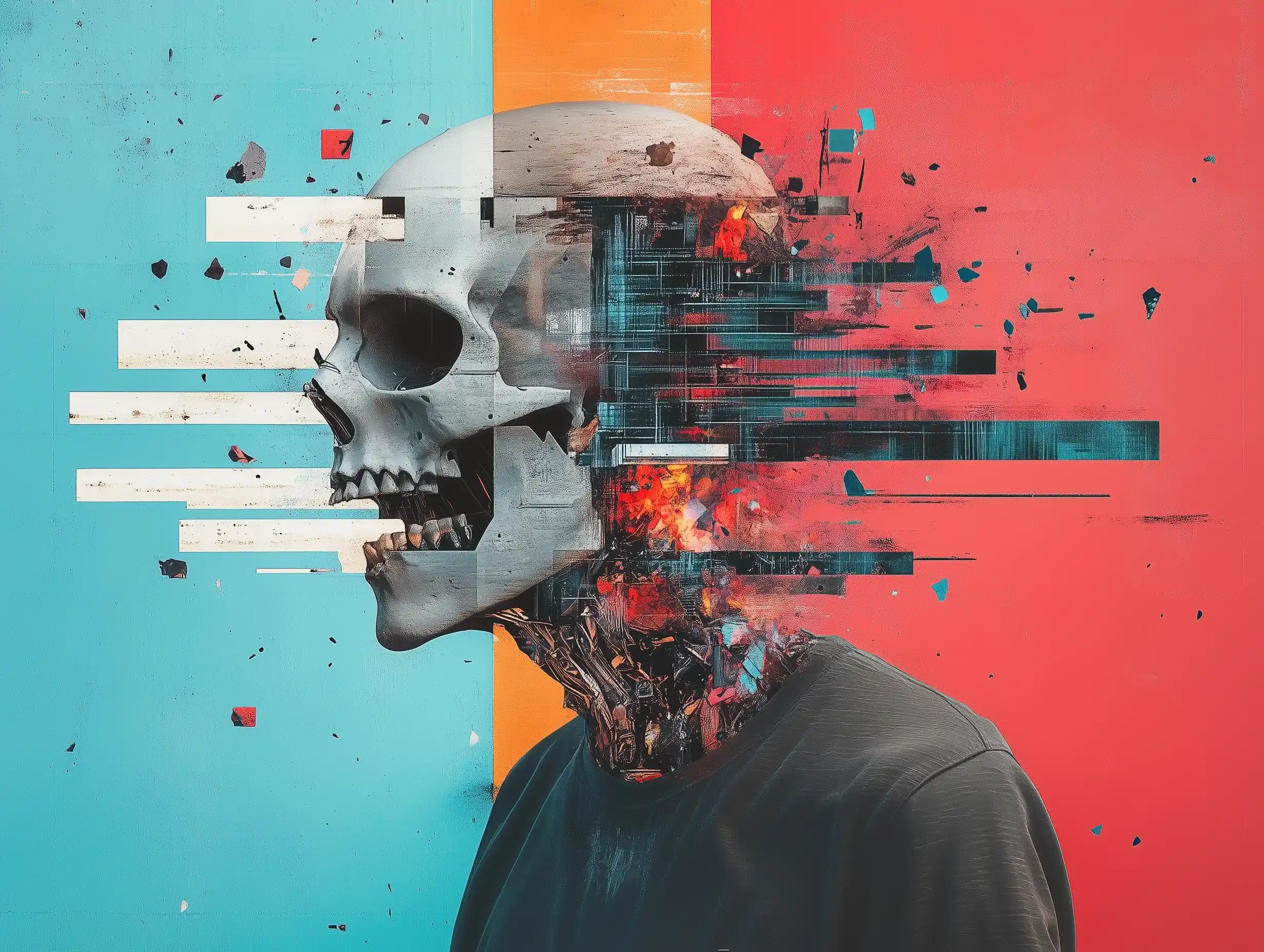 Glitch Cyber Zombie Fusion Midjourney提示词