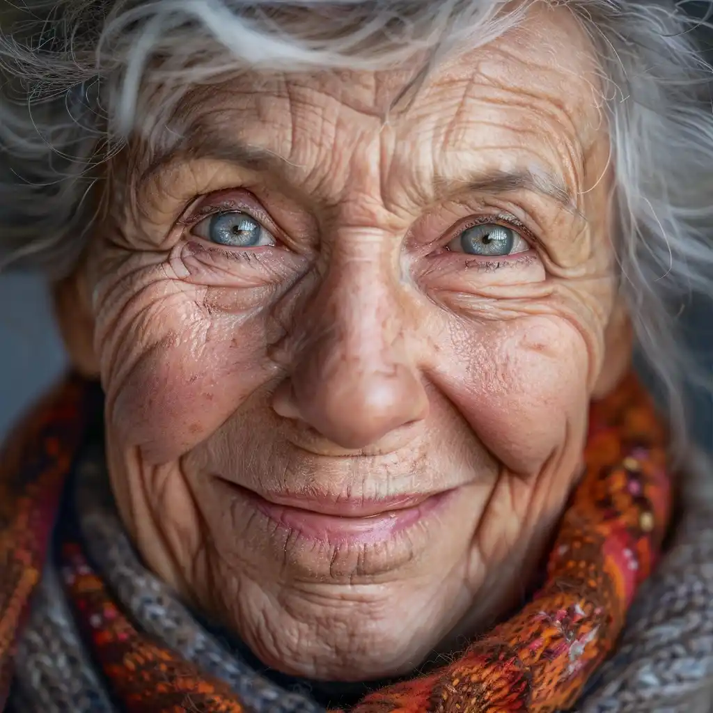 Elderly Woman in Raw Detail Midjourney提示词