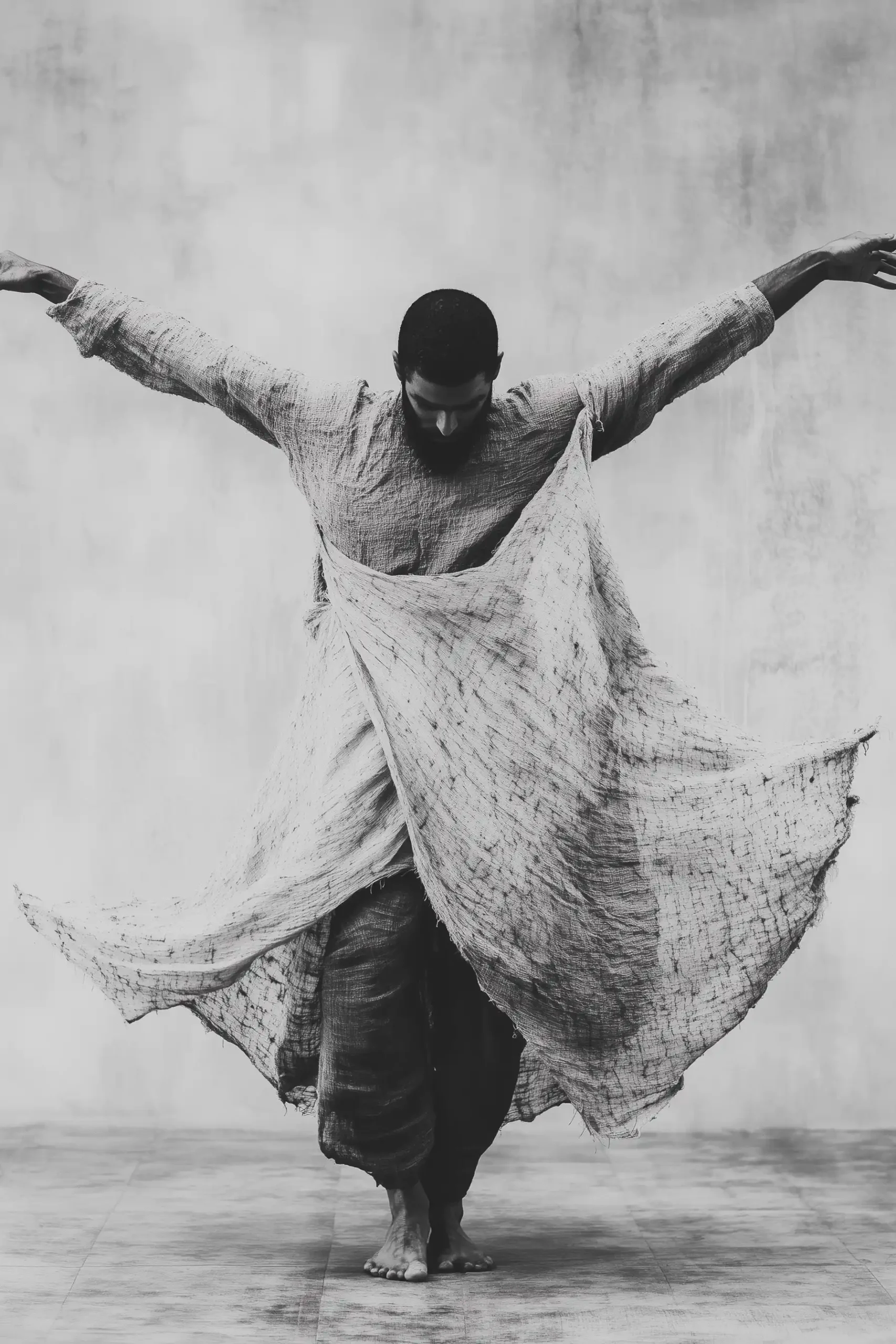 Black and White Dancer Portrait Midjourney提示词