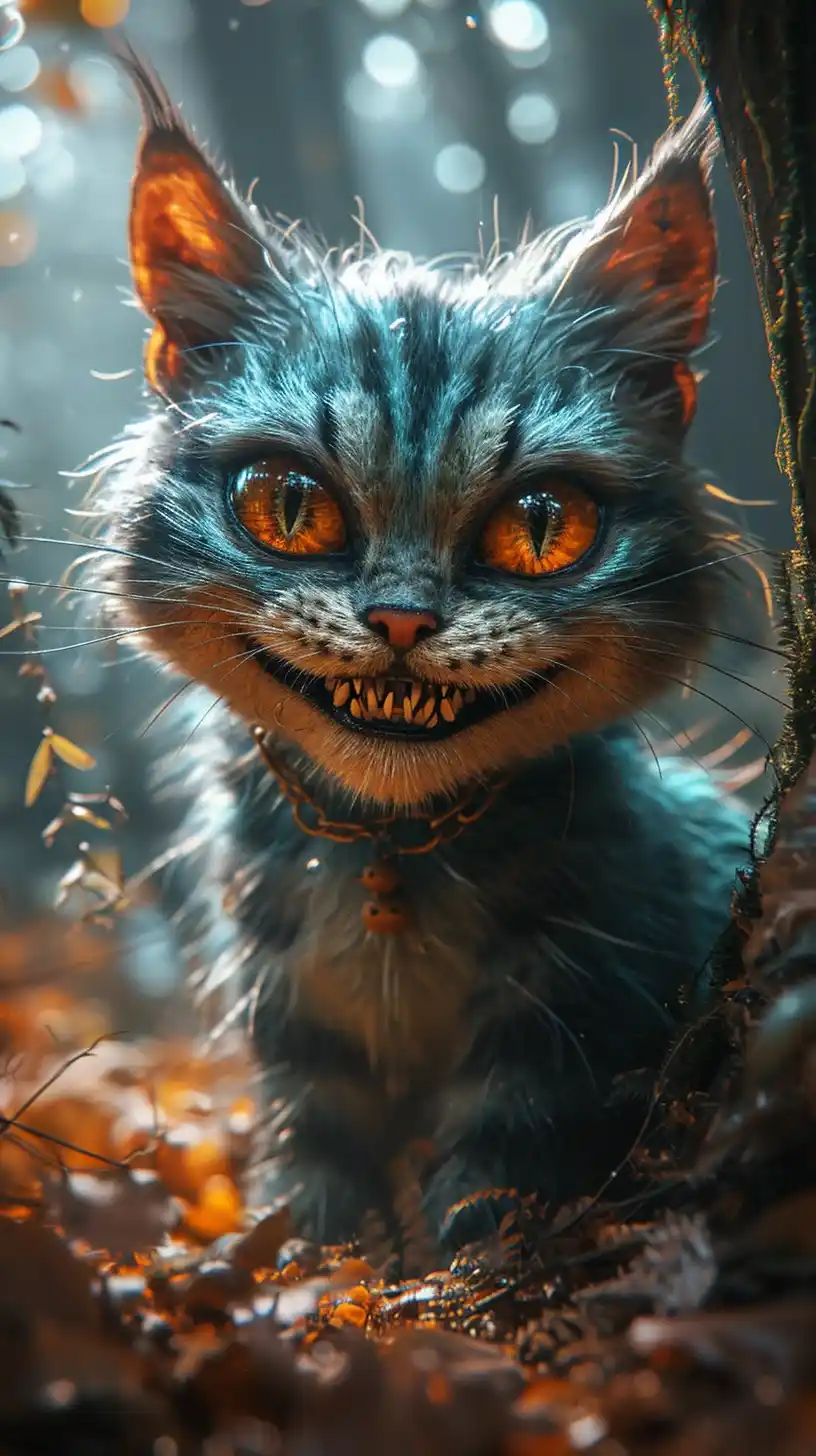 Exaggerated Cheshire Cat Midjourney提示词